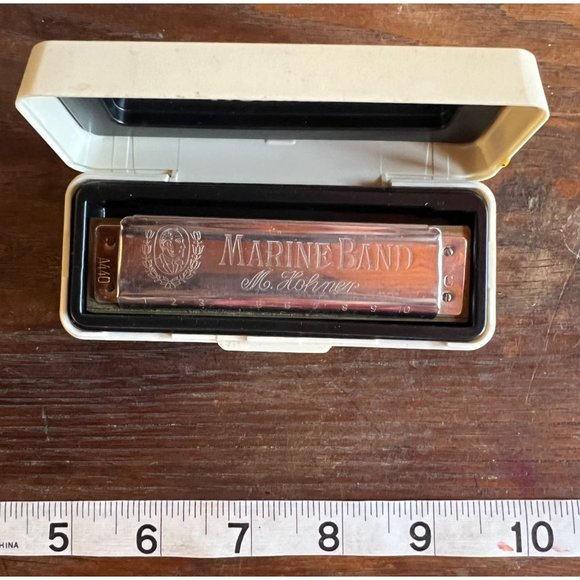 Vintage Marine Band M Hohner Harmonica Silver Germany Key C A440 - Picture 12 of 12